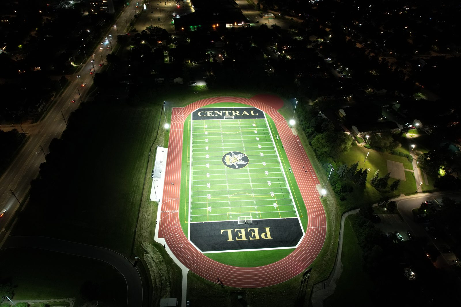 Central Peel sports lighting at night