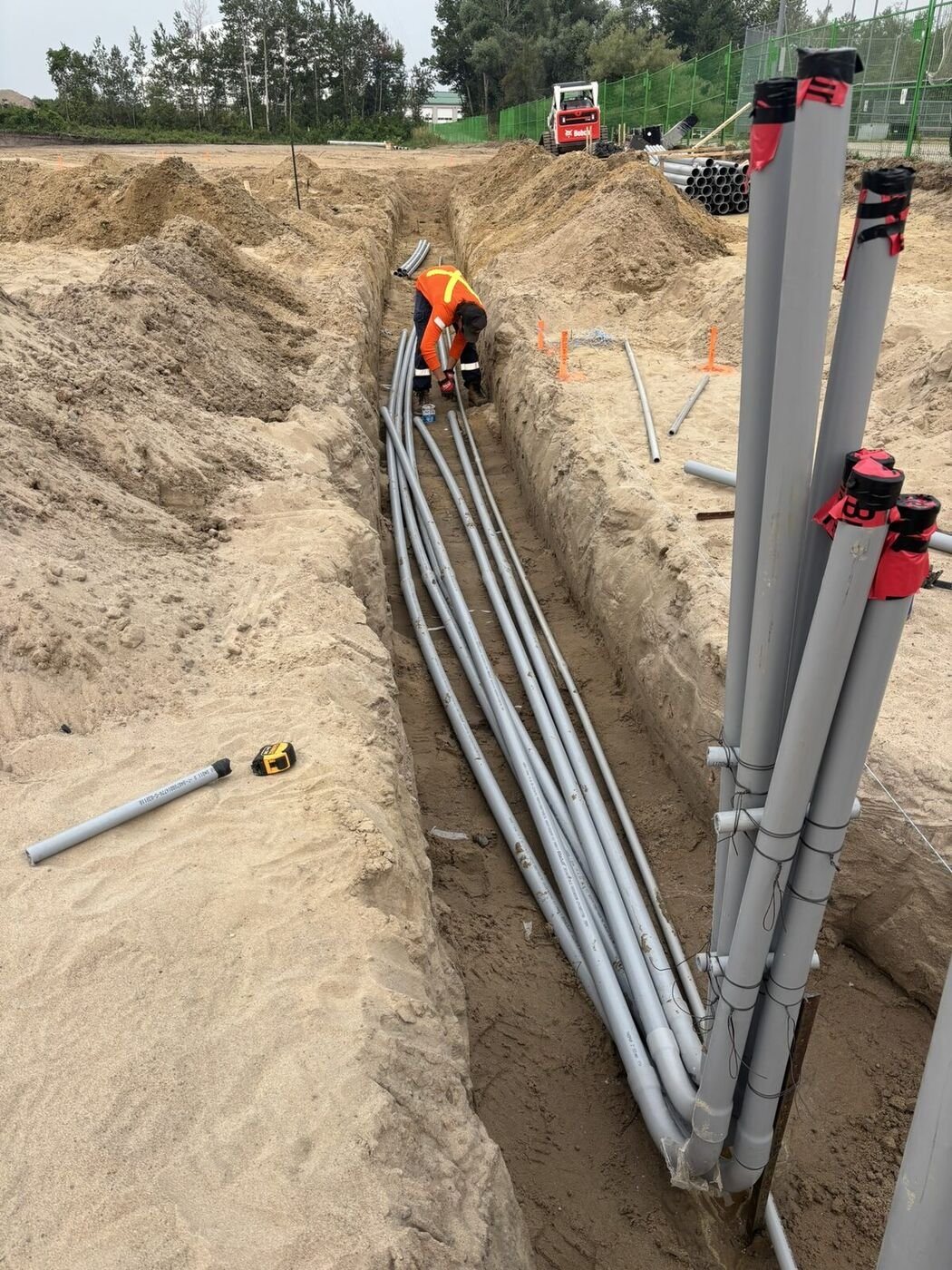Duct bank work in trench