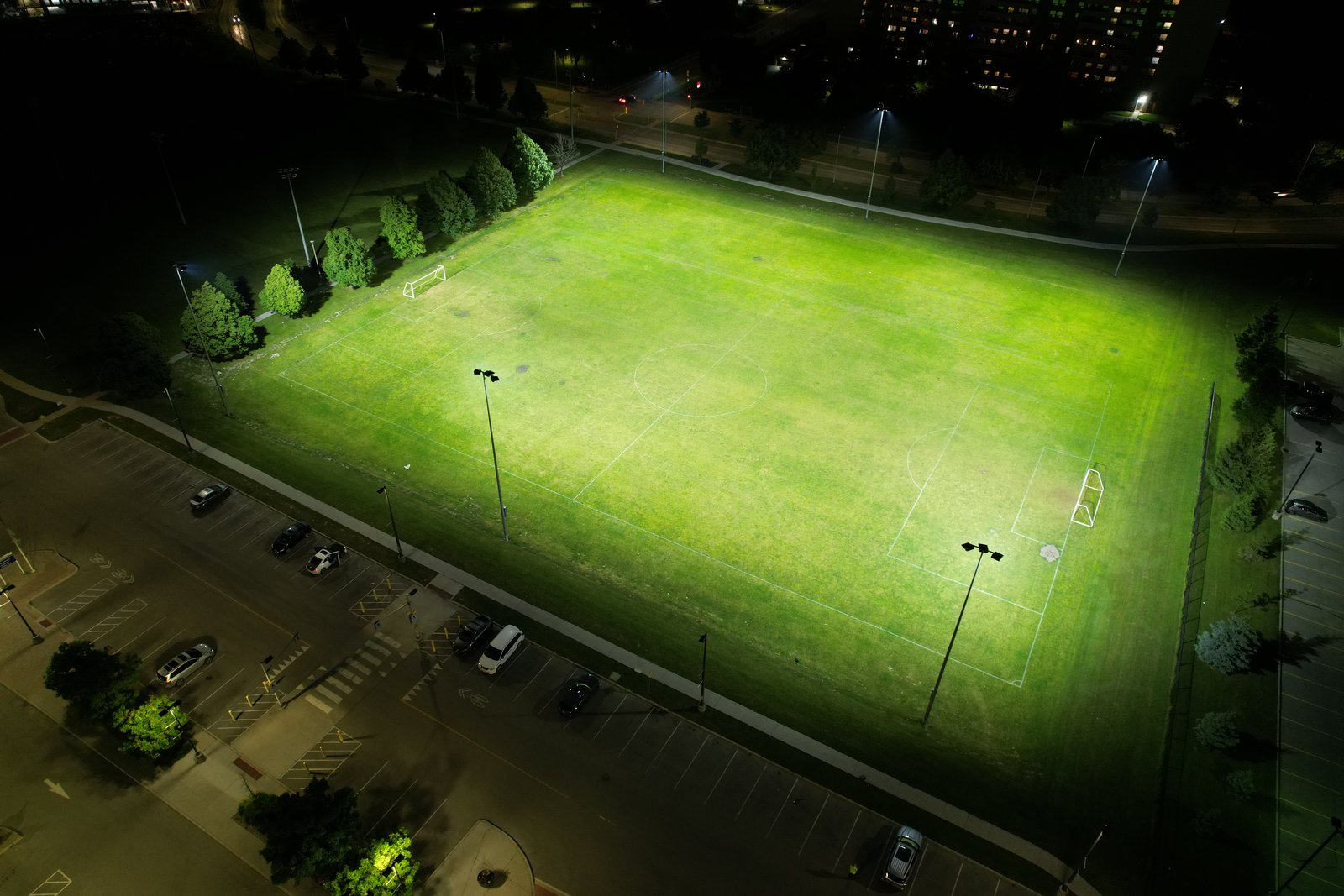 Harwood soccer field at night 2