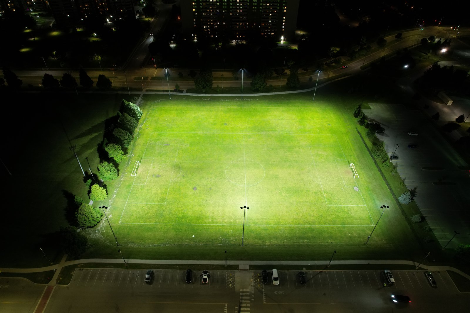 Harwood soccer field at night 3