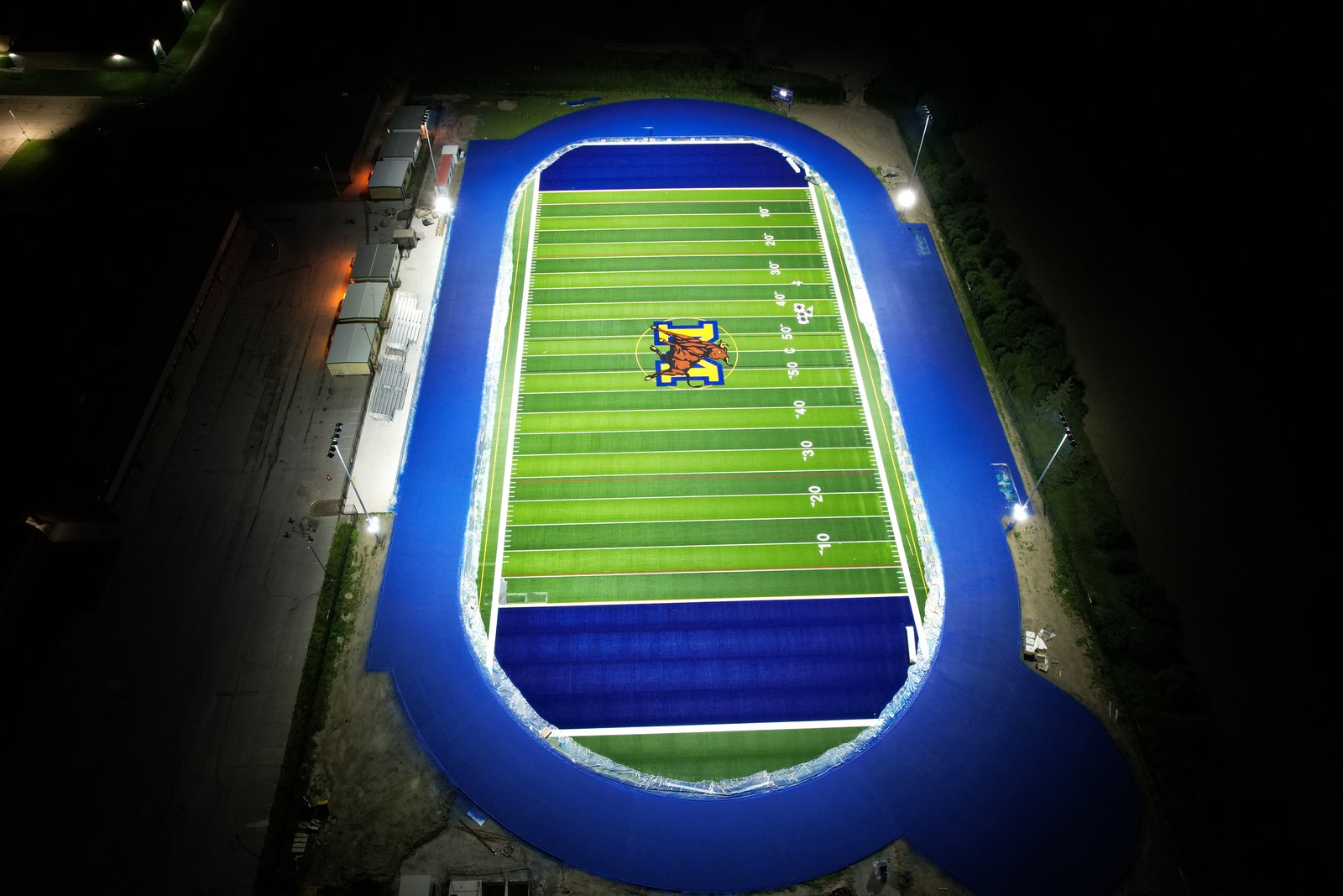 Mayfield football field and track at night 2