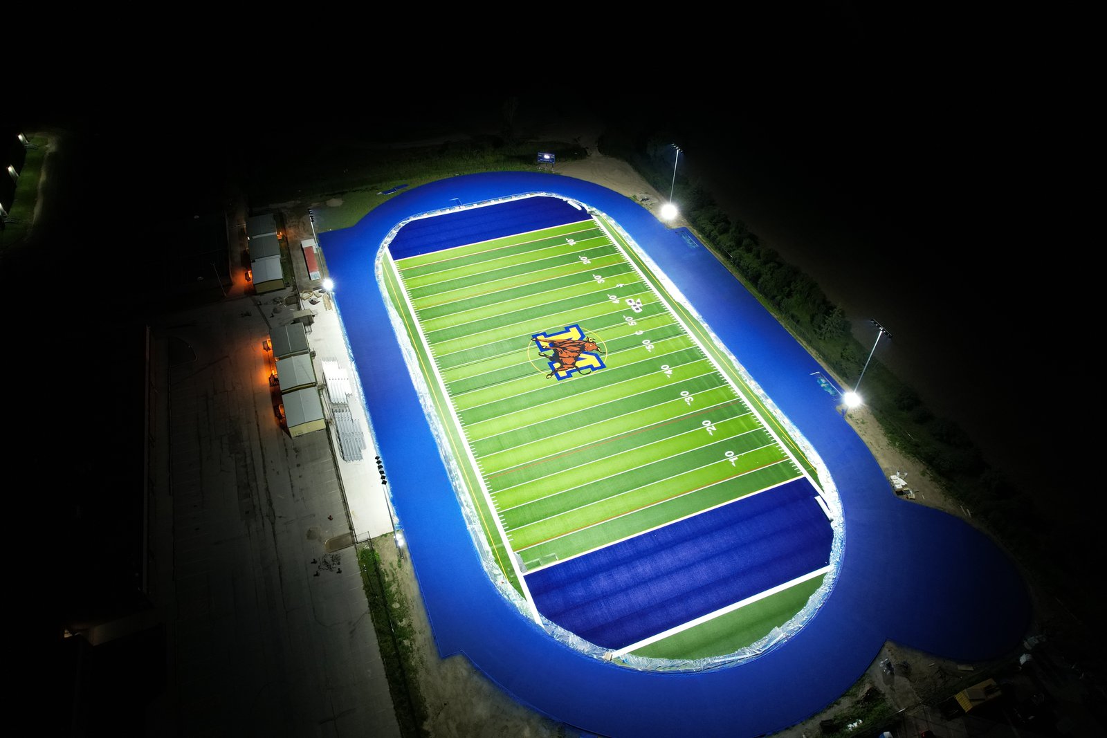Mayfield football field and track at night 3
