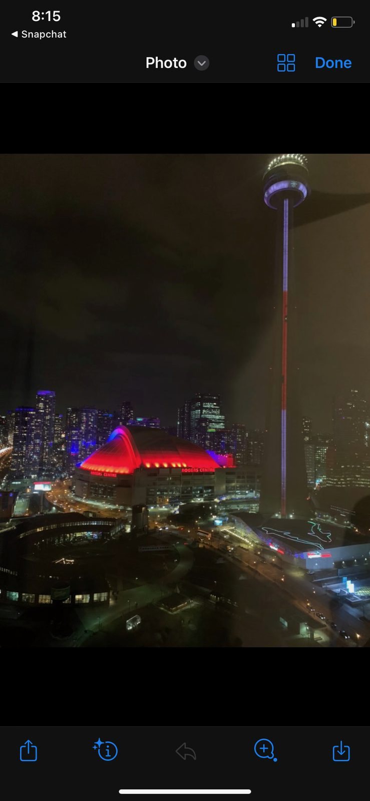 Rogers Centre red lighting with CN Tower